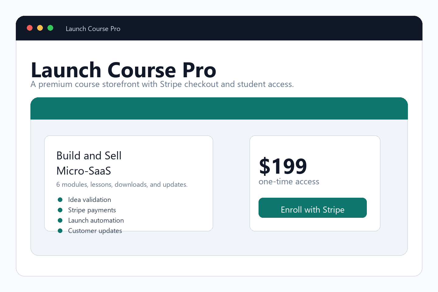 Course checkout storefront example built with ShipFast