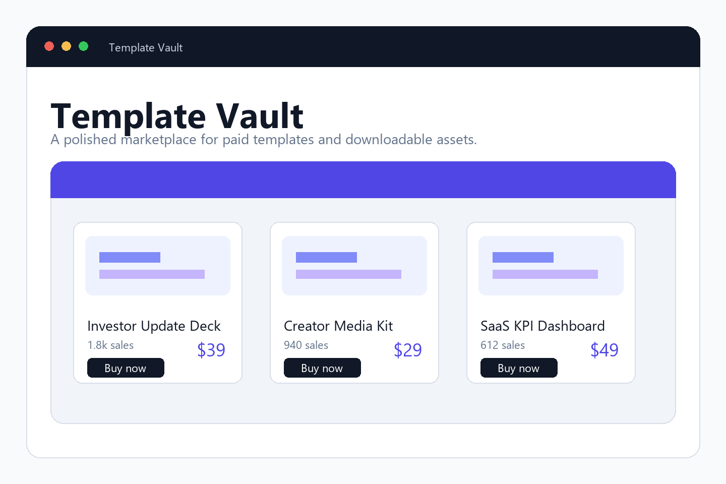 Template marketplace example built with ShipFast